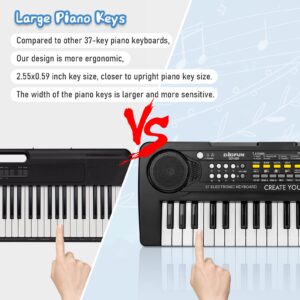 TOQIBO Kids Piano Keyboard, 37 Keys Electronic Piano for Kids Portable Multi-Function Musical Instruments Birthday Educational Gift Toys for 3 4 5 6 7 8 Year Old Boys Girls Children Beginner (Black)