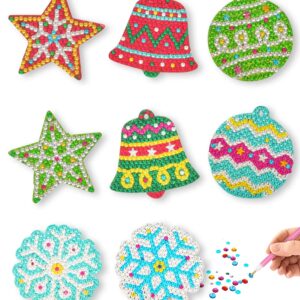 DIY Magnet & Diamond Art Christmas Ornaments for Kids Set - Makes 8pcs - Christmas Crafts for Kids - Diamond Art Kits for Kids - Kids Diamond Art Kits - Christmas Ornament Kits -Ornament Kit