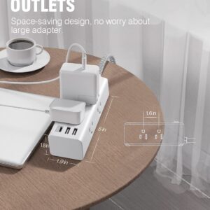 Surge Protector, Outlet Extender Power Strip, USB Wall Charger, Multi Plug Outlets with Spaced Outlets for Home, Office