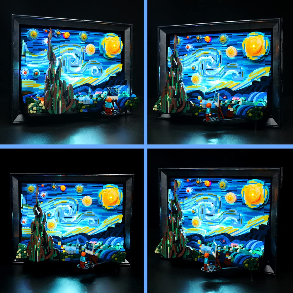 VONADO LED Light Kit Compatible with Starry Night Lego 21333, Remote Control Lighting Compatible with Lego Van Gogh Starry Night 21333 (NO Lego Model,ONLY Lights)