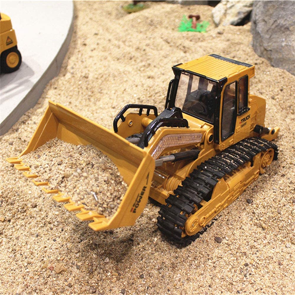 QAQQVQ Remote Control Front Loader 6 Channel Bulldozer Toy RC Construction Vehicles Truck, 2.4Ghz Remote Control Bulldozer Tractor for Boys Kids with Lights