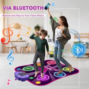 Kids Dance Mat for Girls - Birthday Gifts for 4 5 6 7 8 Year Old Girl - Toys for Ages 4 5-7 - Electronic Dance Pad with Light Up 6 Button & Wireless Bluetooth & 5 Game Modes