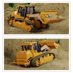 QAQQVQ Remote Control Front Loader 6 Channel Bulldozer Toy RC Construction Vehicles Truck, 2.4Ghz Remote Control Bulldozer Tractor for Boys Kids with Lights