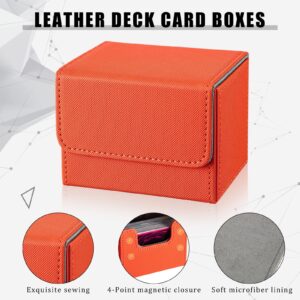 Yookeer 6 Pack Leather Deck Card Boxes 100+ Card Deck Game Box Magnetic Playing Card Deck Card Storage Box for 100 Plus Cards Compatible with MTG TCG (Pink,Red,Orange,Black,Blue,Green, Horizontal)