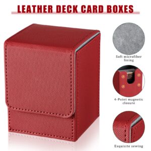 6 Pack Leather Deck Card Boxes 100+ Card Deck Game Box Magnetic Playing Card Deck Card Storage Box for 100 Plus Cards Compatible with MTG TCG (White,Black,Black Red,Red,Yellow,Purple, Vertical)