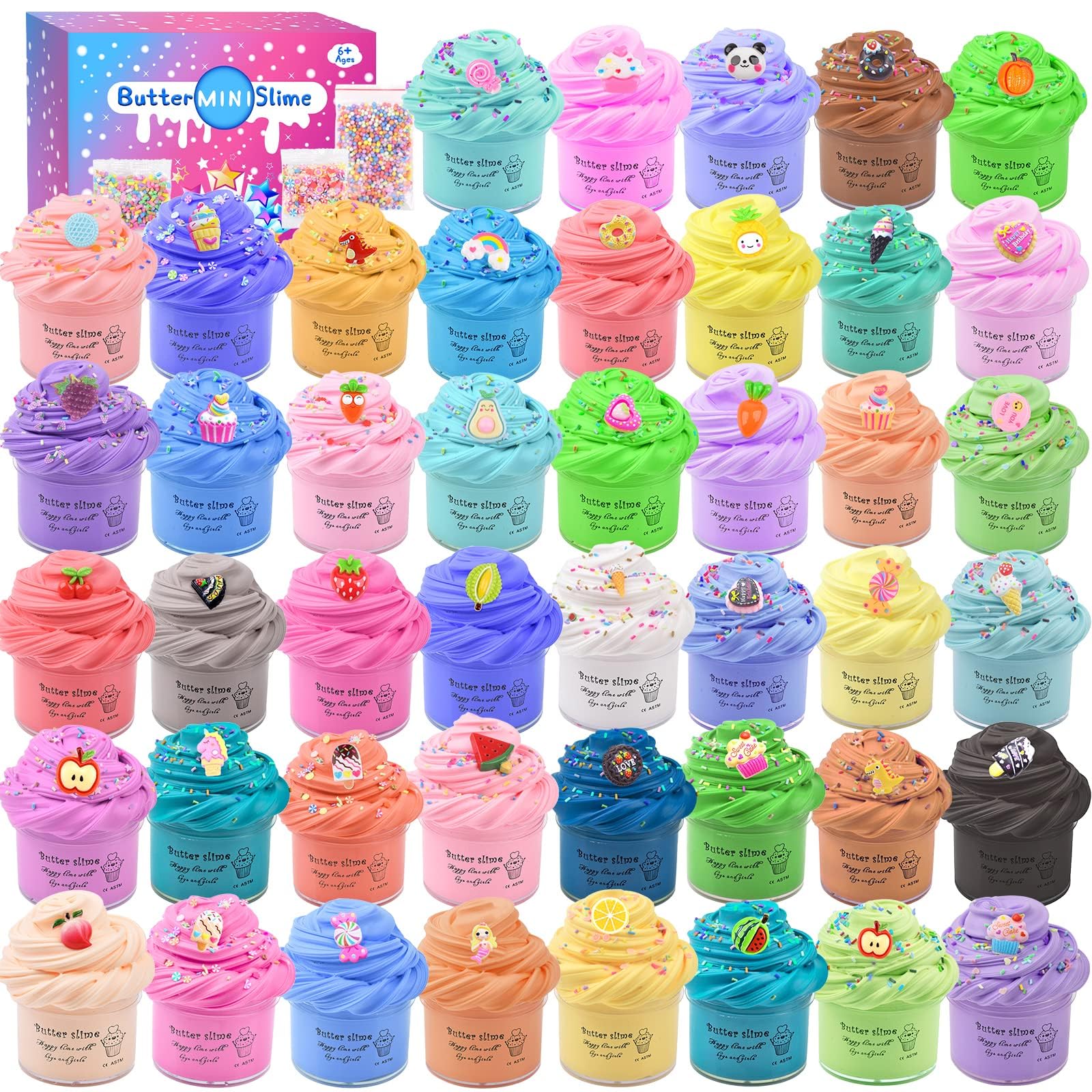 45 Pack Mini Butter Slime Kit, Scented Slime Party Favor Gifts, DIY Putty Stress Relief Toy for Kids, Girls and Boys, Soft & Non-Sticky