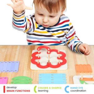 Sank Multifuctional Montessori Pillar Collage Toys Wooden Learning Toys,Baby Puzzles Educational Building Blocks and Shapes for Toddlers Kids Boys Girls Age 3+ Years Old(26 Shape Pieces)