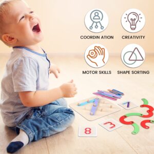 Sank Multifuctional Montessori Pillar Collage Toys Wooden Learning Toys,Baby Puzzles Educational Building Blocks and Shapes for Toddlers Kids Boys Girls Age 3+ Years Old(26 Shape Pieces)