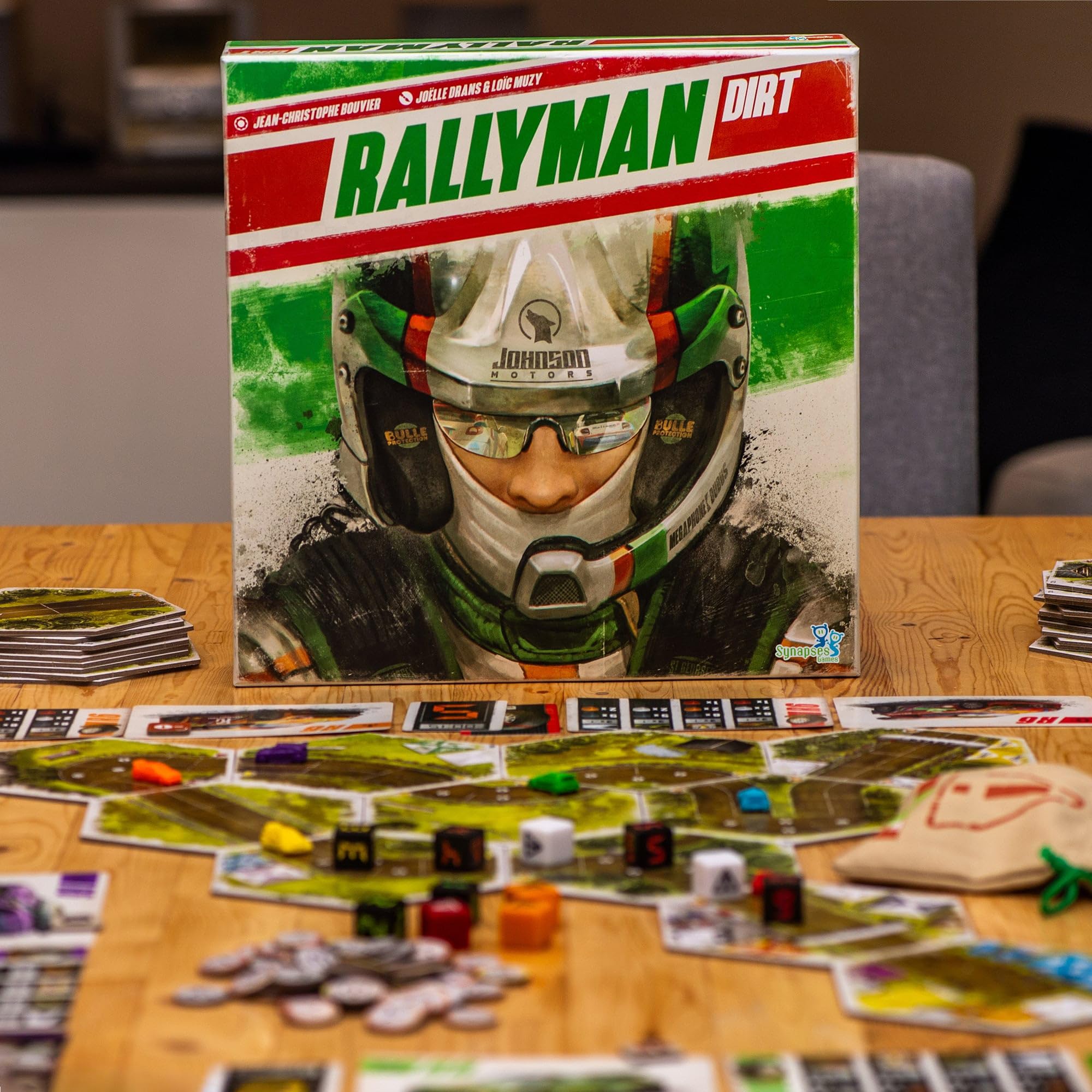 Synapses Games | Rallyman: DIRT | Strategy Board Game | Race Cars with Dice | 1 to 6 Players | 60 Minutes | Ages 10+