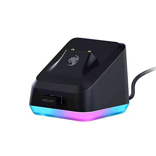 ROCCAT Kone XP Air – Wireless Customizable Ergonomic RGB Gaming Mouse, 19K DPI Optical Sensor, 100-hour Battery & Charging Dock, 29 Programmable Inputs & AIMO RGB Lighting, 4D Wheel – Black