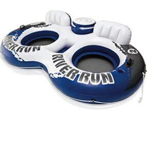 Intex River Run 53 Inch Inflatable Floating Water Tube Lake Pool Ocean Raft & River Run II Inflatable 2 Person Pool Tube Float w/ Cooler & Repair Kit