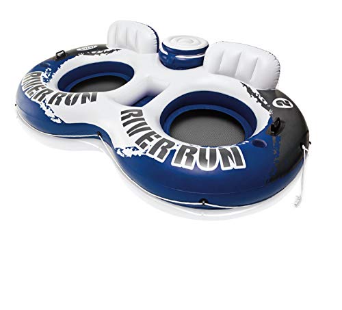 Intex River Run 53 Inch Inflatable Floating Water Tube Lake Pool Ocean Raft & River Run II Inflatable 2 Person Pool Tube Float w/ Cooler & Repair Kit