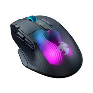 ROCCAT Kone XP Air – Wireless Customizable Ergonomic RGB Gaming Mouse, 19K DPI Optical Sensor, 100-hour Battery & Charging Dock, 29 Programmable Inputs & AIMO RGB Lighting, 4D Wheel – Black