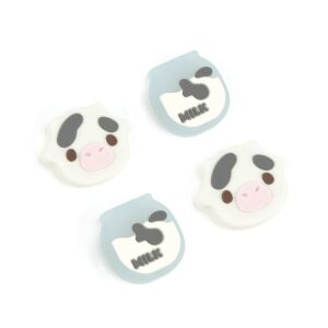 geekshare cute silicone joycon thumb grip caps, joystick cover compatible with nintendo switch/oled/switch lite,4pcs - dairy cow