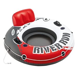 Intex River Run 53 Inch Inflatable Floating Water Tube Lake Pool Ocean Raft & River Run II Inflatable 2 Person Pool Tube Float w/ Cooler & Repair Kit