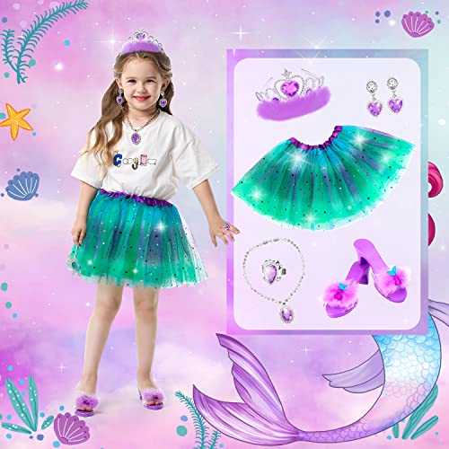 HAMSILY Princess Dress Up Shoes Set for Toddler Jewelry Boutique Kit, 3 Themes of Unicorn Mermaid Ice Princess Costumes Set, Pretend Play Gifts for Little Girls Aged 3-6 Years Old