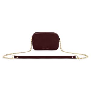 katie loxton millie small womens vegan leather chain strap mini crossbody clutch handbag purse plum