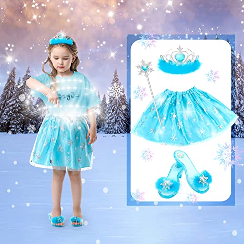 HAMSILY Princess Dress Up Shoes Set for Toddler Jewelry Boutique Kit, 3 Themes of Unicorn Mermaid Ice Princess Costumes Set, Pretend Play Gifts for Little Girls Aged 3-6 Years Old