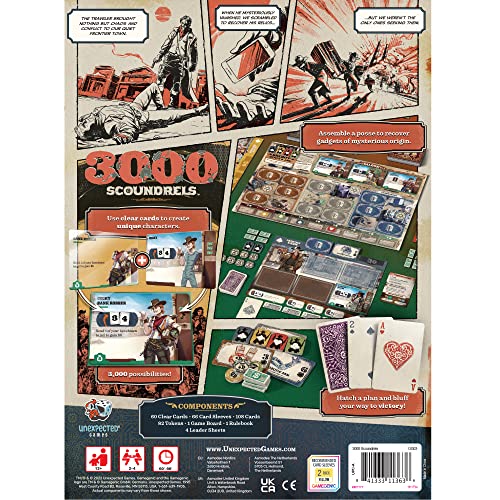 3000 Scoundrels Board Game | Strategy Game | Fun Family Game for Game Night with Adults and Kids | Ages 12+ | 2-4 Players | Average Playtime 60-90 Minutes | Made by Unexpected Games, Multicolor