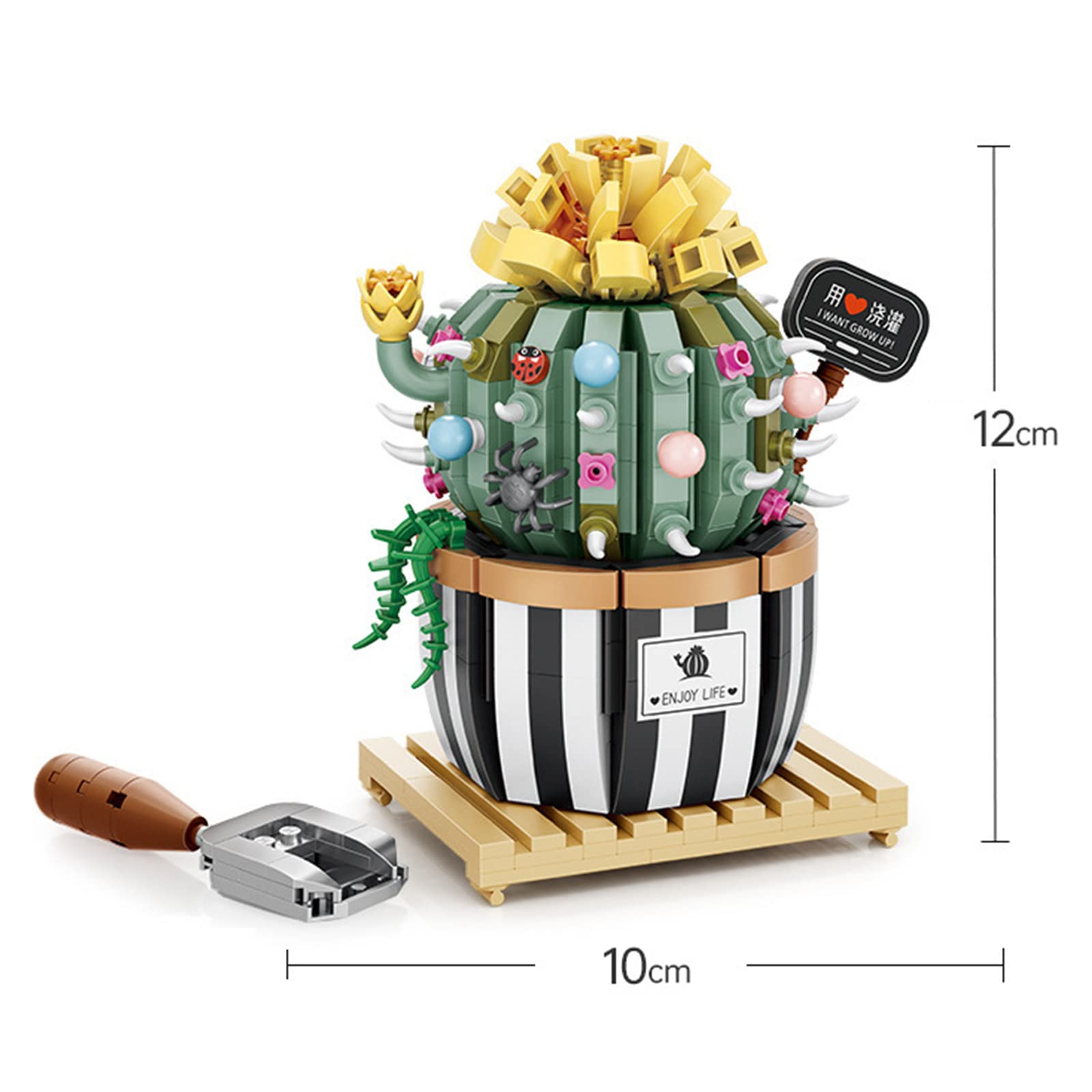 MEIEST Mini Bulbous Cactus Bonsai Building Blocks Set,Creative DIY Unique Decoration Home,Artificial Flowers Bouquet Plant Construction Building Bricks Toy for Kids Adult (Cactus-2)