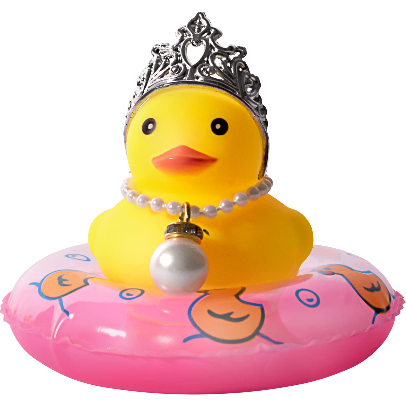 Hely Cancy Car Duck for Dashboard Decorations - Duck for Car Dashboard Decorations Rubber Duck Car Ornament with Necklace - Princess