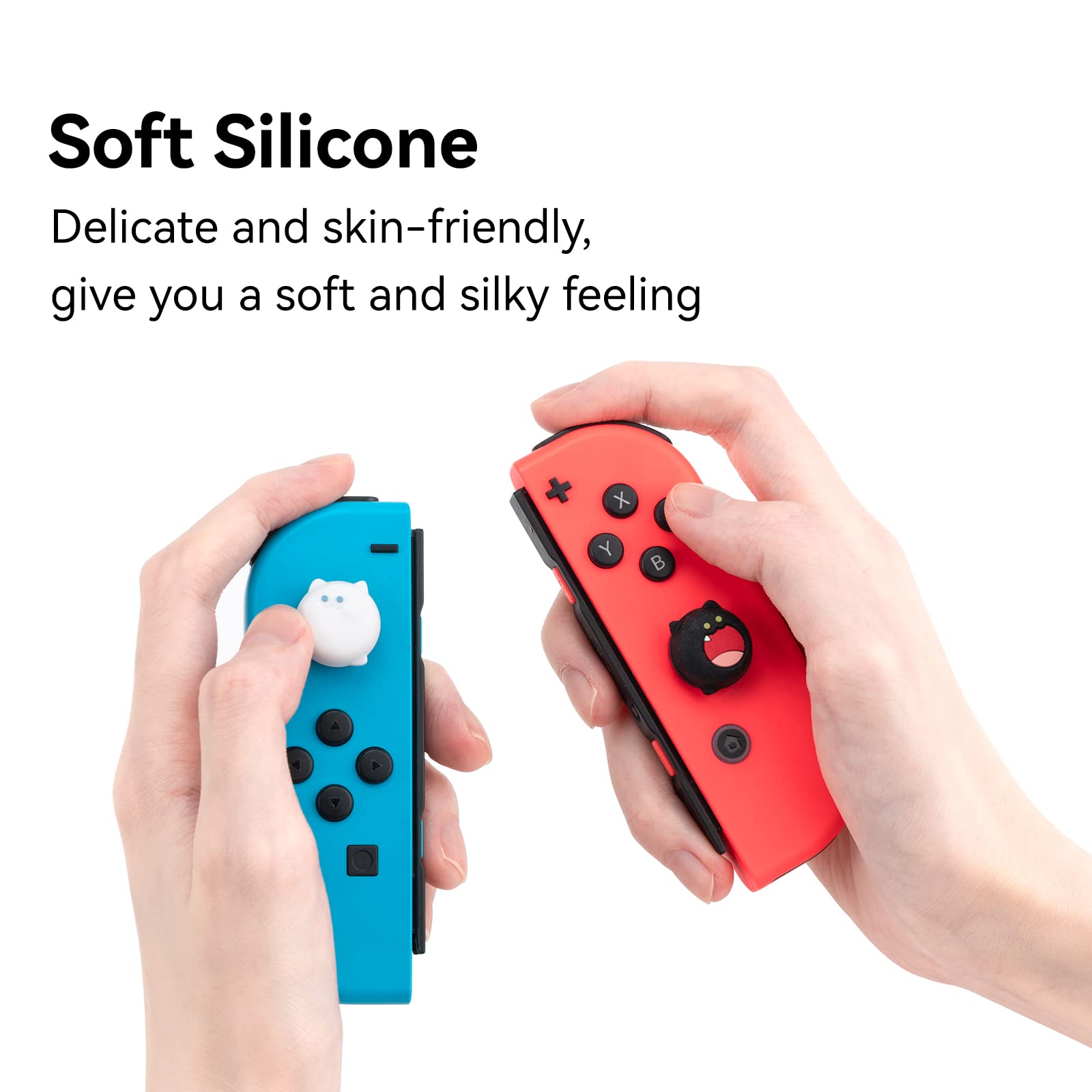 GeekShare Cute Silicone Joycon Thumb Grip Caps, Joystick Cover Compatible with Nintendo Switch/OLED/Switch Lite,4PCS - BOBO Cat