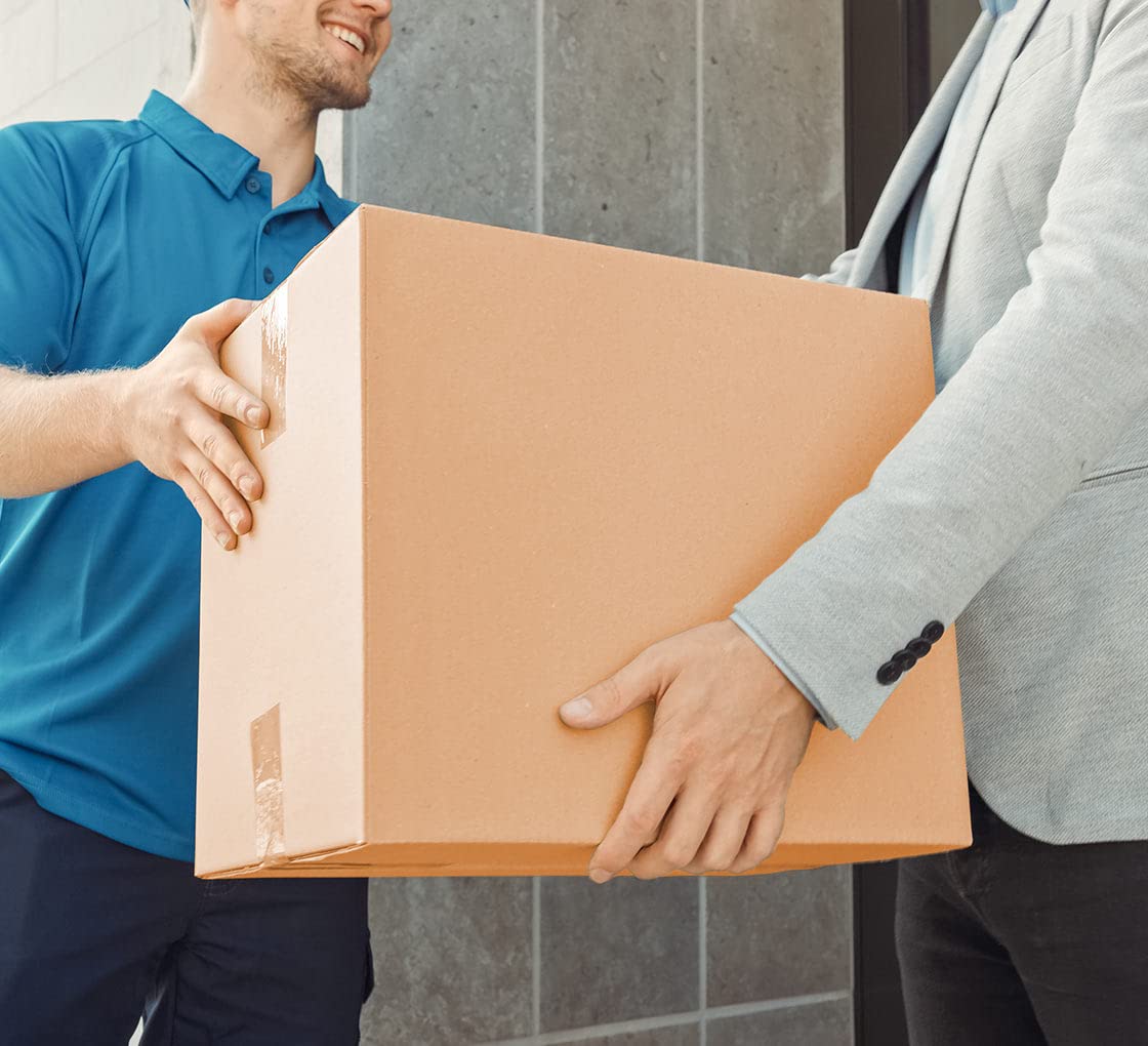 BannerBuzz Shipping Corrugated Box, 100% Recyclable, Made of Double Wall B+C Flute Corrugated Fiberboard in Natural Brown Kraft Paper with ECT 34# (24" L X 24" W X 24" H, Pack of 100)