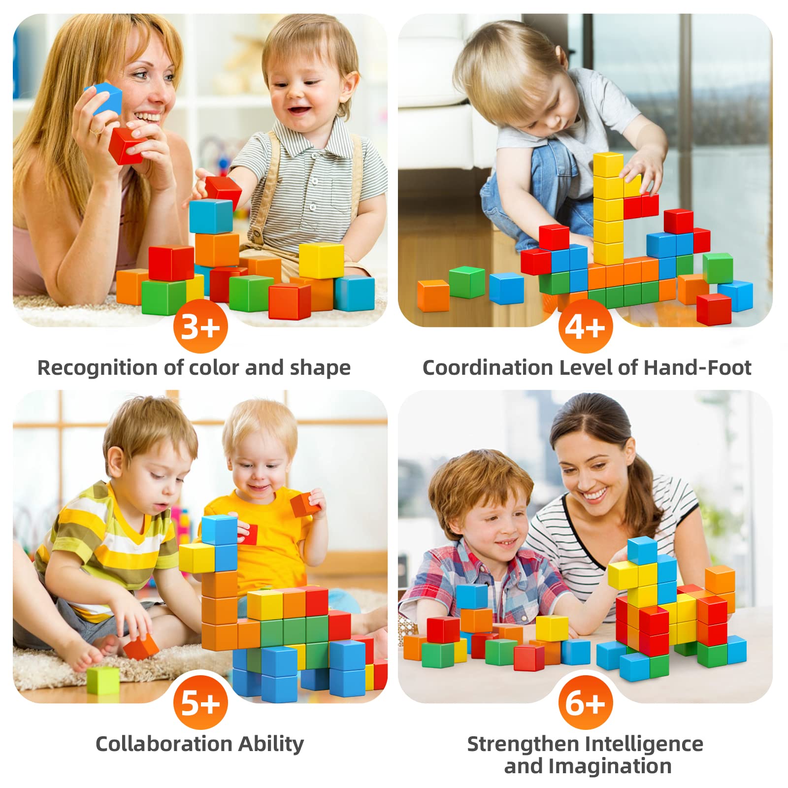 Magnetic Blocks, 1.41 inch Large Magnetic Building Blocks for Toddlers 3 4 5 6 7 8 Years Old Boys Girls Magnetic Cubes for Kids 1-3 Montessori Toys STEM Preschool Educational Building Cube 30 Pcs