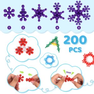 AVERYSHOP 200PCS Snowflake Interlocking Building Block, STEM Toys Educational Plastic Connect Block, Safe Material Creativity Kids Toys for Boys & Girls Ages 3+