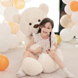 Poutmac Big Teddy Bear 4Ft Giant White Soft Stuffed Animals Cute Plush Toy for Girlfriend Women Kids for Valentine's Christmas Birthday