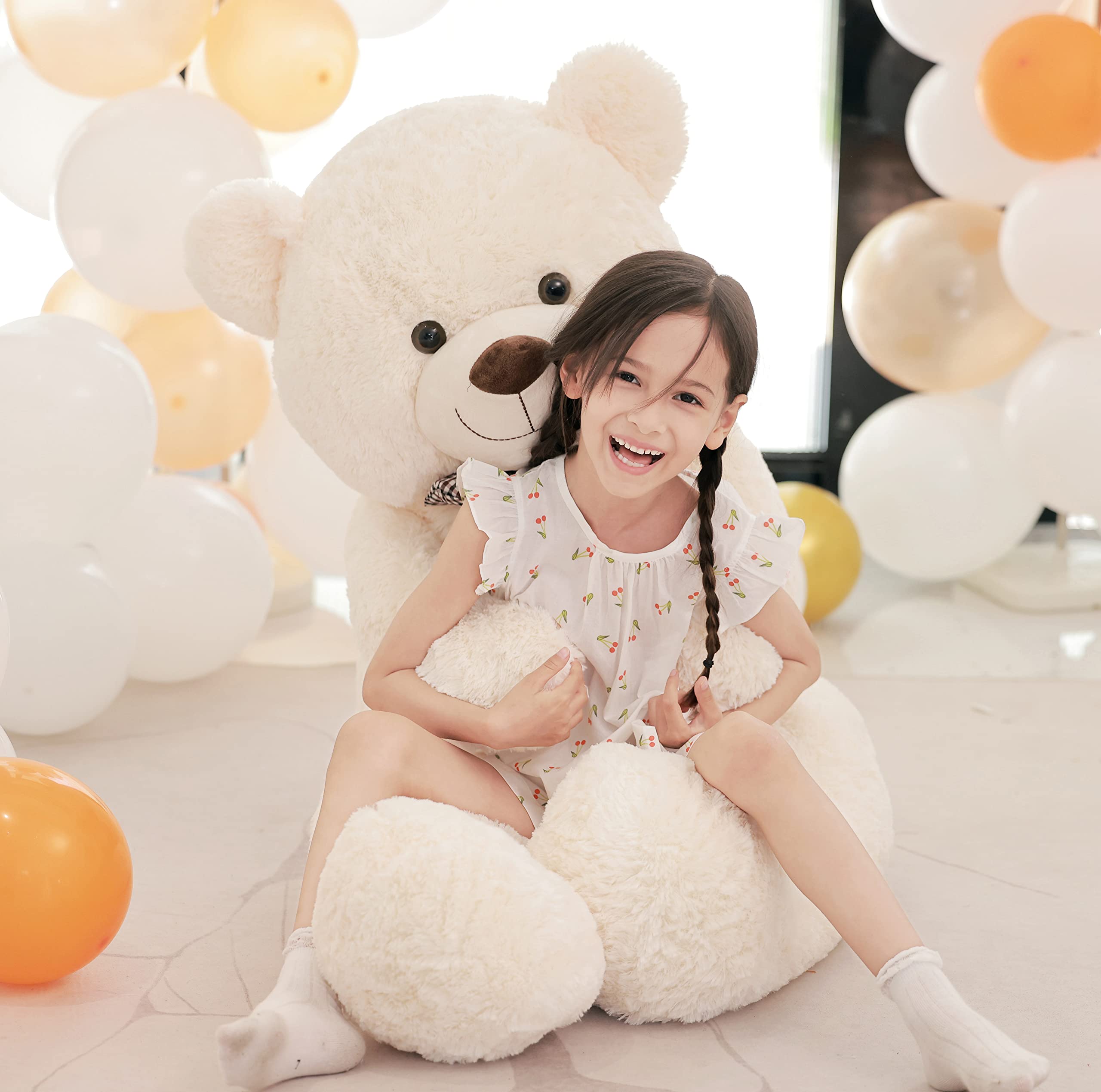 Poutmac Big Teddy Bear 4Ft Giant White Soft Stuffed Animals Cute Plush Toy for Girlfriend Women Kids for Valentine's Christmas Birthday