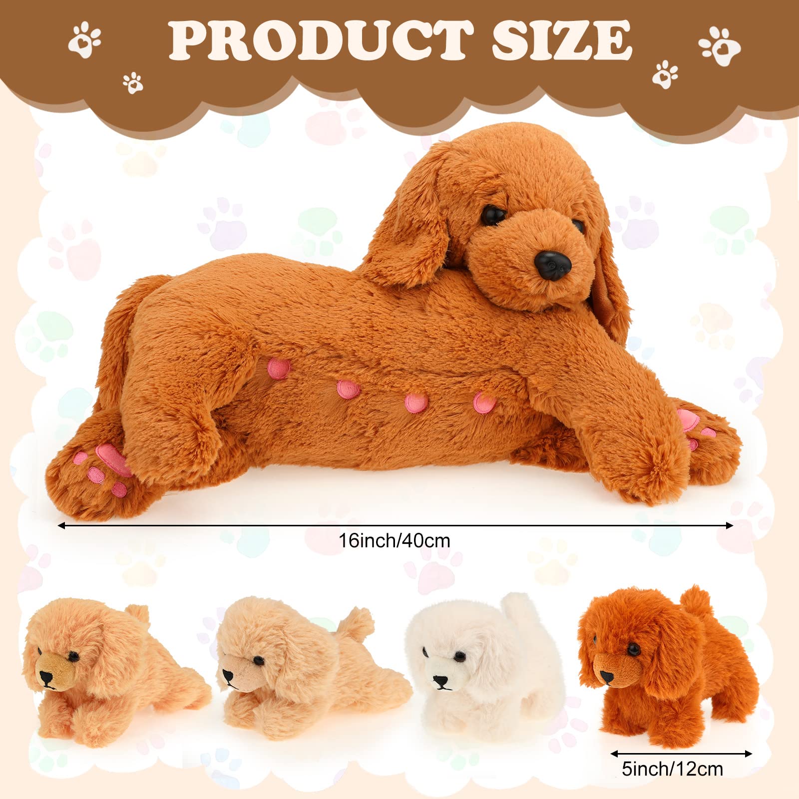 HyDren Nurturing Dog Stuffed Animal Sets Soft Cuddly Golden Retriever Plush Toys Nursing Mommy Dog with 4 Stuffed Baby Puppies for Kids Birthday Graduation Party Favor Gifts (Golden Retriever)