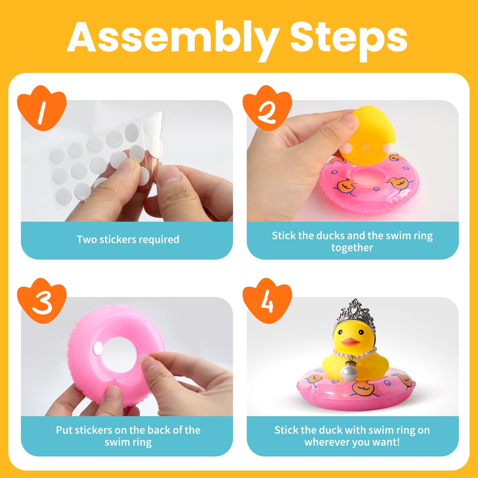 Hely Cancy Car Duck for Dashboard Decorations - Duck for Car Dashboard Decorations Rubber Duck Car Ornament with Necklace - Princess