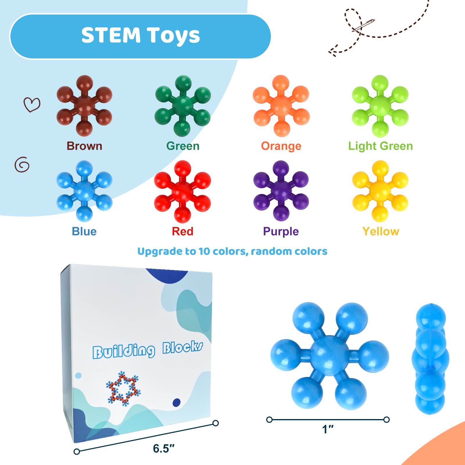 AVERYSHOP 200PCS Snowflake Interlocking Building Block, STEM Toys Educational Plastic Connect Block, Safe Material Creativity Kids Toys for Boys & Girls Ages 3+