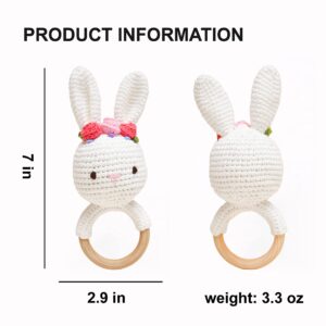 Bunny White Bunny rattles Toy for Young Children, Handmade Woolen Toy with Strict Quality Testing Process, usable as House Decoration (White Bunny Rattles)