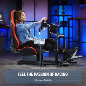 Marada Racing simulator Cockpit with Red Seat Fit for Logitech G25 G27 G29 G920,Thrustmaster/Fanatec race car seat, Adjustable driving simulator Steering Wheel Stand, Wheel,Pedal & Shifter Not Include