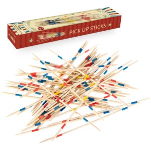 gonoelec 41 piece 12 inch bamboo pick up sticks game classic table game fun family board game gift for adults and kids