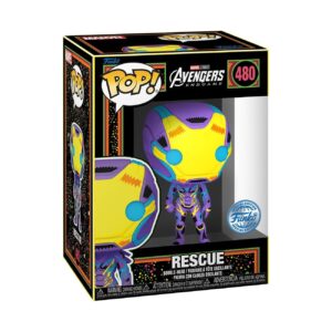 Funko Pop! & Tee: Marvel Blacklight - Rescue - Extra Large - (XL) - T-Shirt - Clothes with Collectable Vinyl Figure - Gift Idea - Toys and Short Sleeve Top for Adults Unisex Men and Women