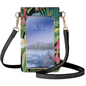 JooMeryer Womens Small Crossbody Bag Lightweight Leather Touchscreen Cellphone Bags Case Handbag with Strap,Hawaiian Parrot