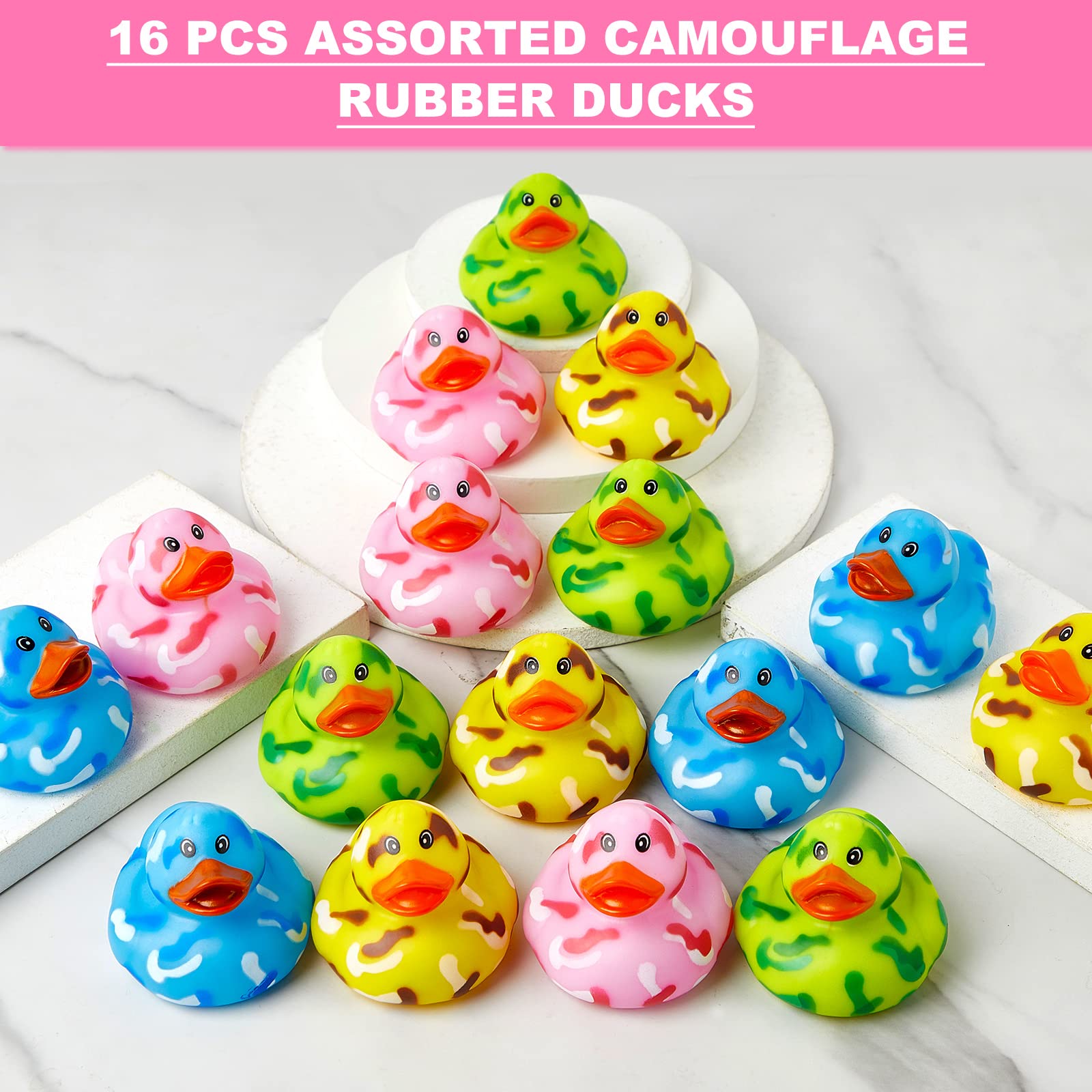 2.5 Inch Camouflage Rubber Duckies for Car Duck Rubber Ducks Car Ducking Camo Duck for Kids Baby Shower, Pool Activity (24 Pack)