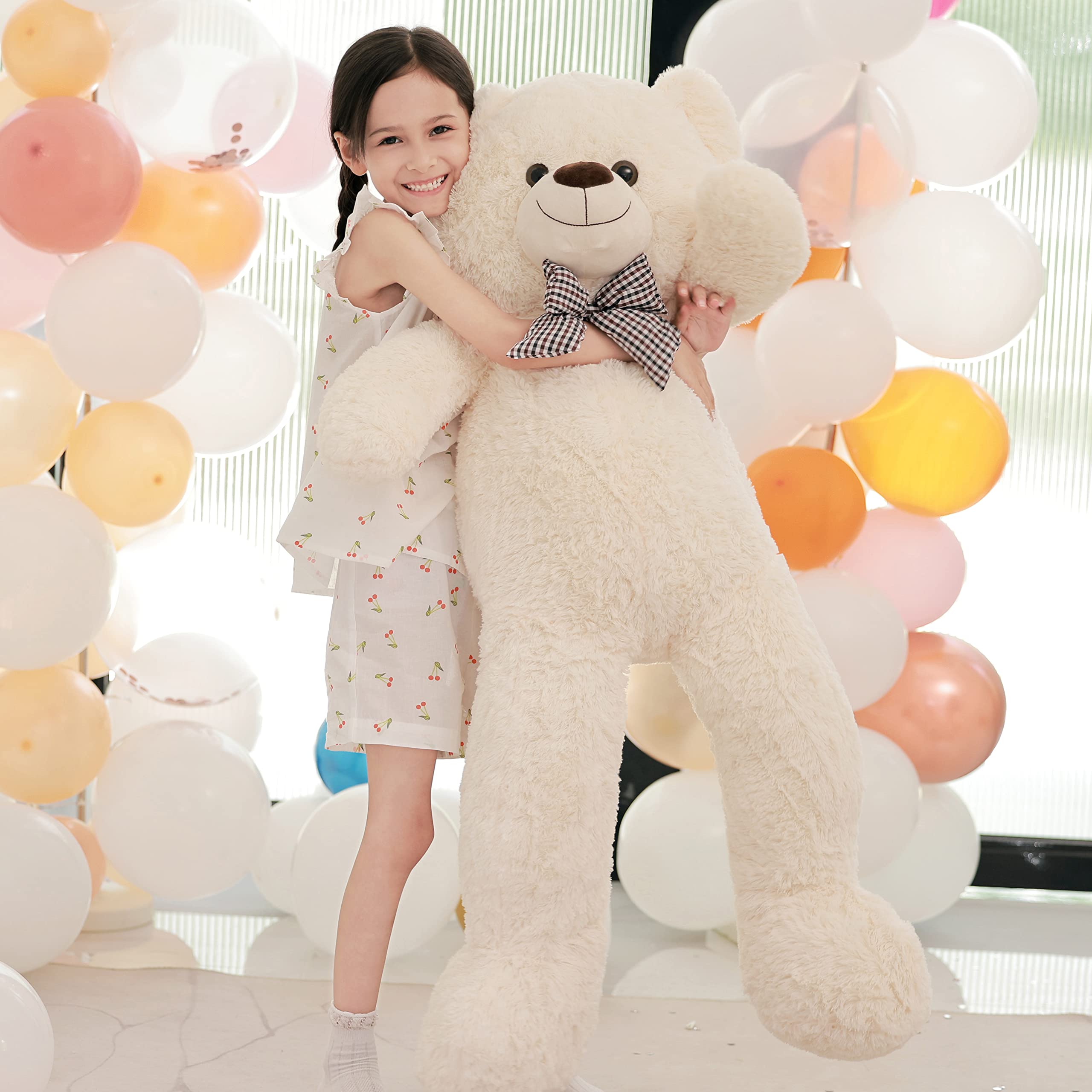 Poutmac Big Teddy Bear 4Ft Giant White Soft Stuffed Animals Cute Plush Toy for Girlfriend Women Kids for Valentine's Christmas Birthday