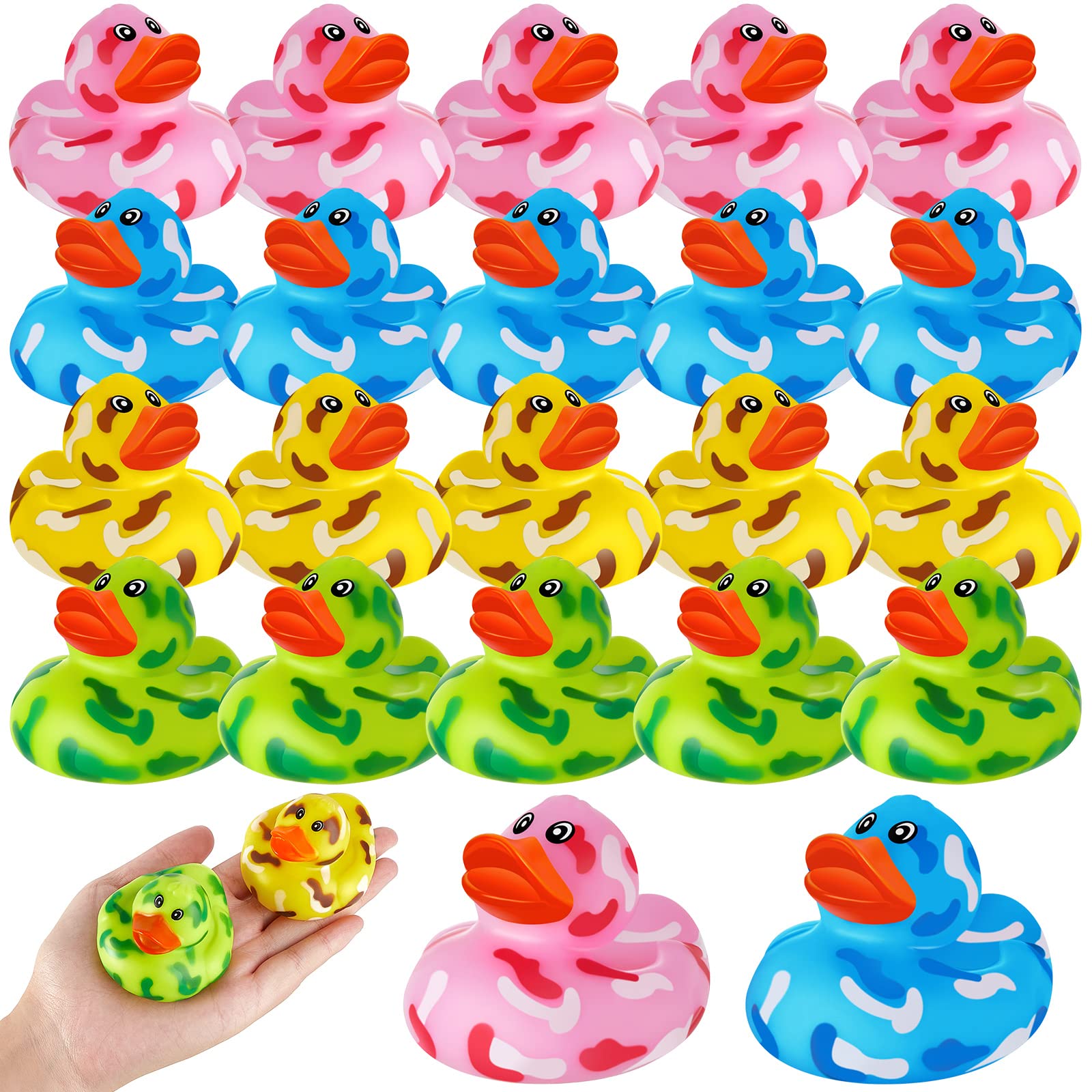 2.5 Inch Camouflage Rubber Duckies for Car Duck Rubber Ducks Car Ducking Camo Duck for Kids Baby Shower, Pool Activity (16 Pack)