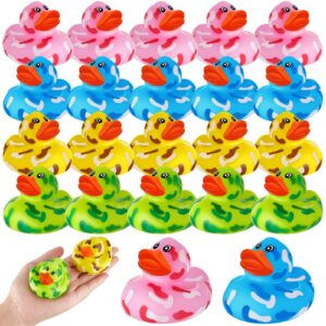 2.5 inch camouflage rubber duckies for car duck rubber ducks car ducking camo duck for kids baby shower, pool activity (24 pack)