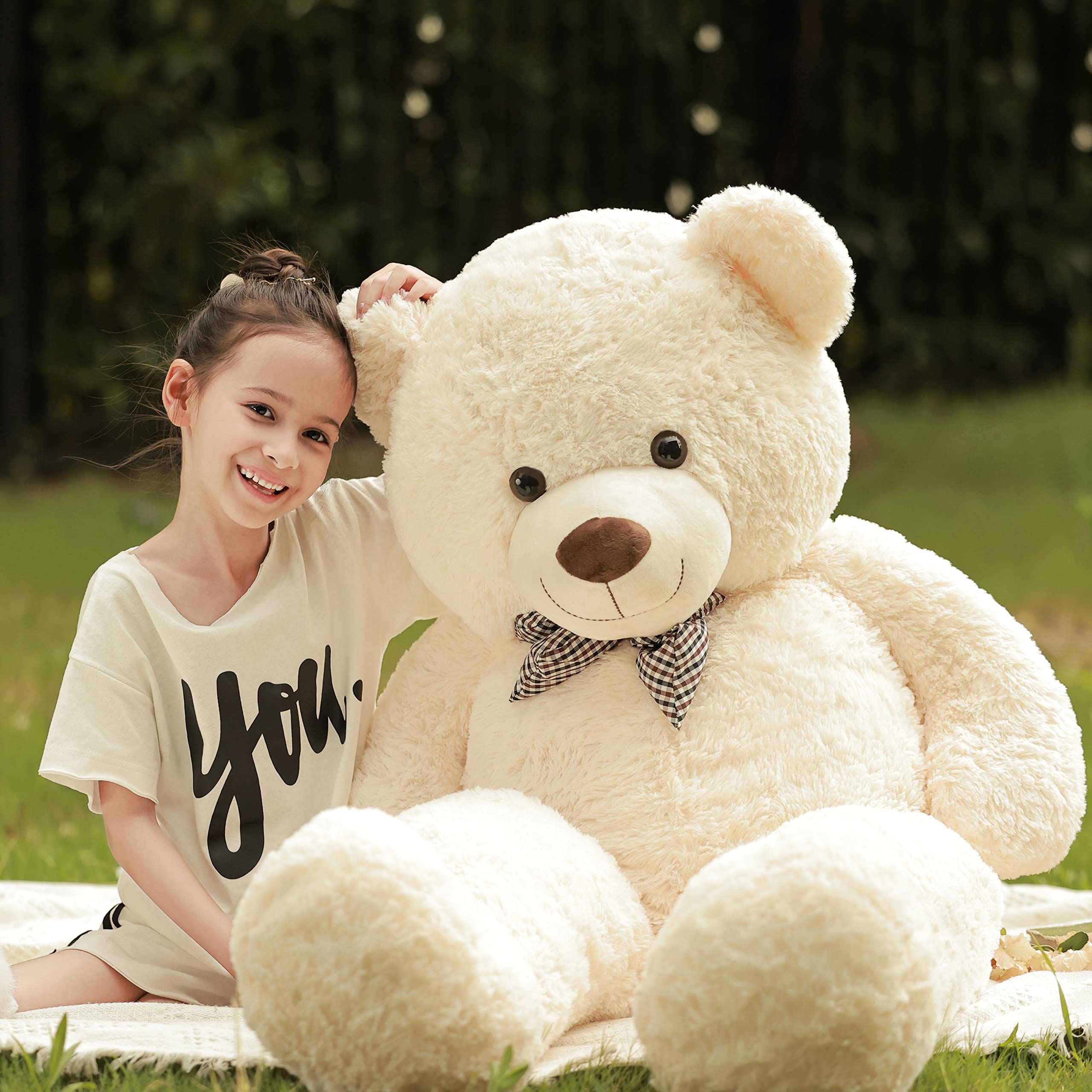 Poutmac Big Teddy Bear 4Ft Giant White Soft Stuffed Animals Cute Plush Toy for Girlfriend Women Kids for Valentine's Christmas Birthday