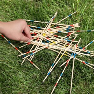 Gonoelec 41 Piece 12 Inch Bamboo Pick Up Sticks Game Classic Table Game Fun Family Board Game Gift for Adults and Kids