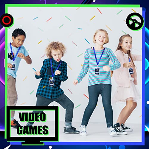 24 Pieces VIP Video Game Pass Holder with Lanyard Video Game Party Favors VIP Party Pass Card Game on Tickets for Game Themed Birthday Party Supplies