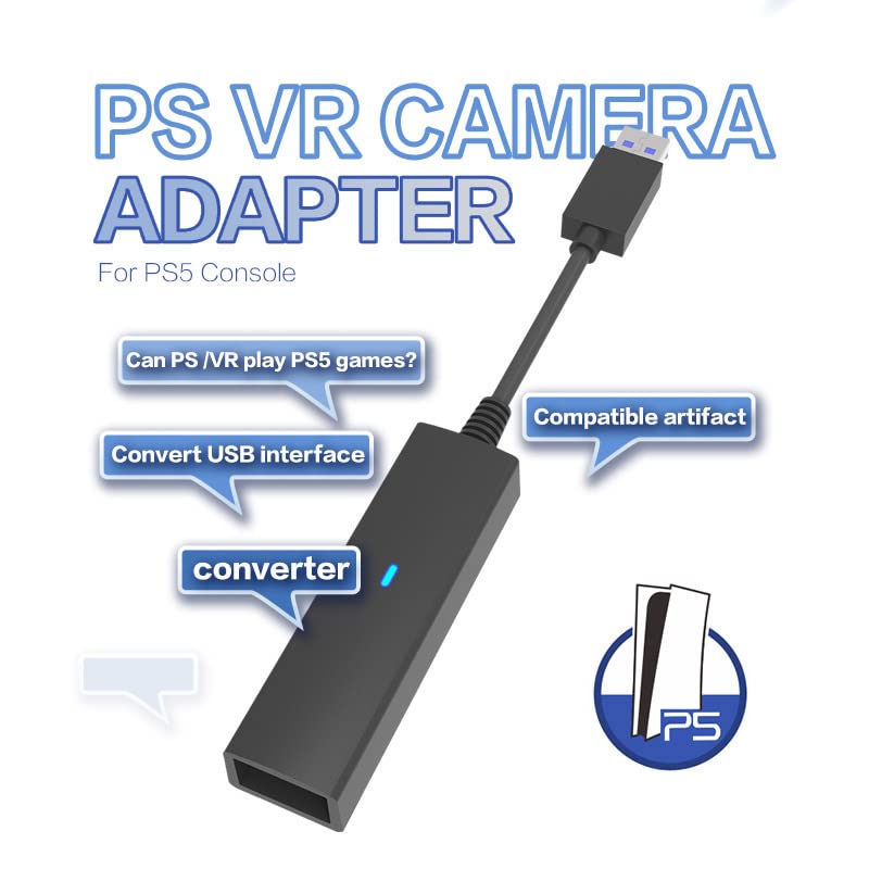 XBERSTAR PS5 Camera Adapter for PSVR/PS5, PS VR Converter Cable Comaptible with Playstation 5 Console (black)