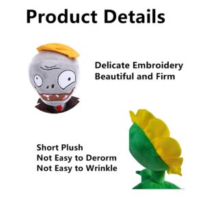 JHESAO 6 PCS Plants and Zombies PVZ Plush Zombies Plants Sets Toy Peashooter Conehead Zombie, 1 2 Stuffed Soft Chomper Doll Duck Zombie, Sunflower PVZ Figure Doll Purple Zombie New