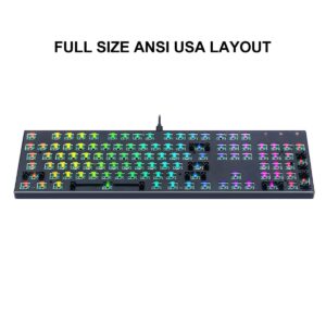 Redragon BBK556 Custom Gaming Mechanical Keyboard Kit – 100% 104 Keys DIY RGB Fully Modular Keyboard - USB Wired Barebones Full Size Keyboard HOT SWAPPABLE 3pin/5pin Switch, Black