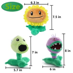 JHESAO 6 PCS Plants and Zombies PVZ Plush Zombies Plants Sets Toy Peashooter Conehead Zombie, 1 2 Stuffed Soft Chomper Doll Duck Zombie, Sunflower PVZ Figure Doll Purple Zombie New